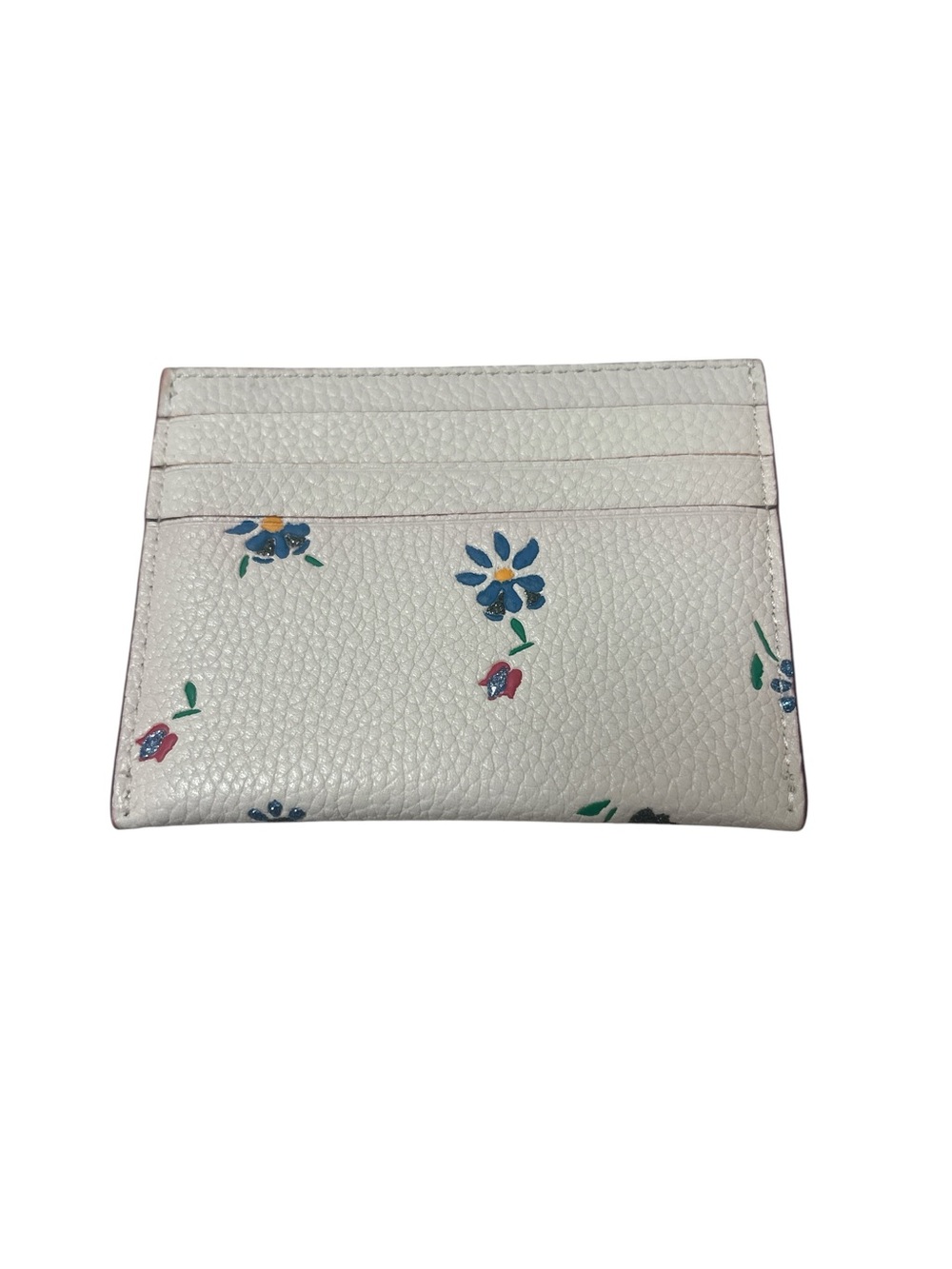 COACH Charlie Pouch- Chalk White Floral Leather Wristlet - Picture 10 of 11